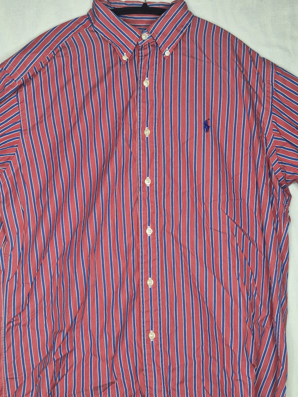 Ralph Lauren Red, Blue & White Striped Button-Down Shirt